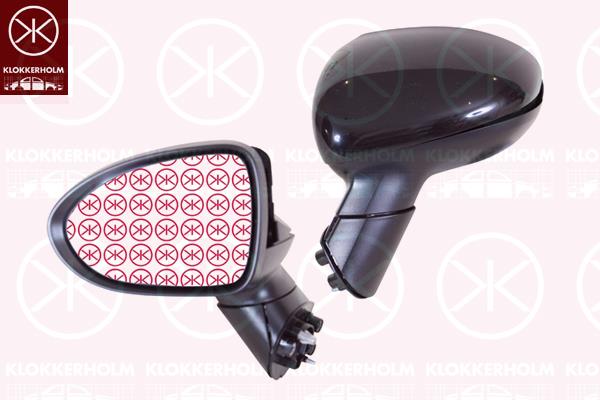 Exterior Mirror, Left, for electric mirror adjustment, Number of pins: 5, Connector Shape: angular, Heatable, w/primer, 87610 1W040 (KIA)