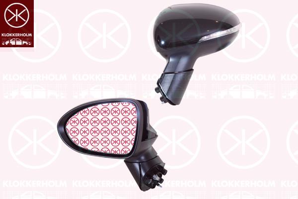 Exterior Mirror, Right, Electronically foldable, Number of pins: 8, with indicator, Heatable, w/primer, 87620 1W050 (KIA)