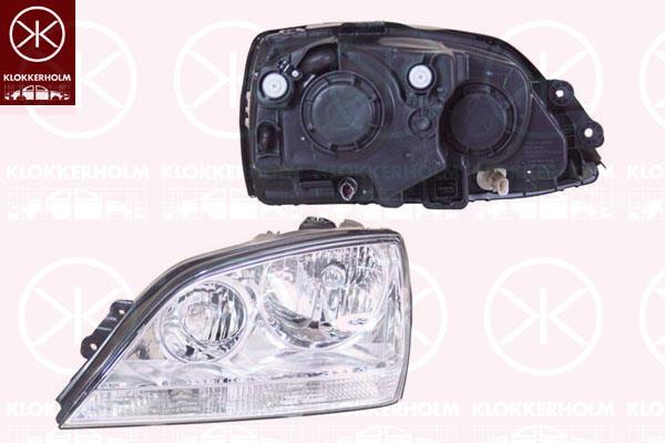 Headlight, H7/H1, with motor for headlamp levelling, Right, Illuminance [lx]: 12.5, Housing Colour: chrome, 921023E010 (KIA), 921023E060 (KIA), 92102-3E060 (KIA)