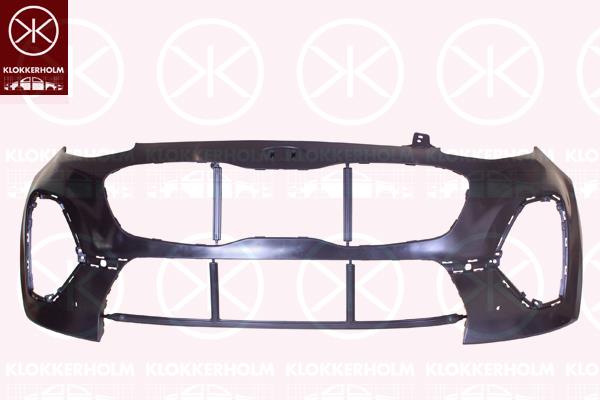 Bumper, Front, Smooth, black, with hole(s) for parking distance control, 86511F1510 (KIA)