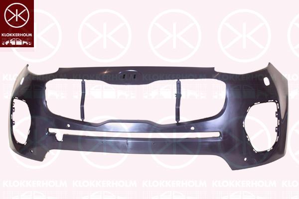 Bumper, Front, Smooth, with hole(s) for parking distance control, with hole(s) for washer nozzle, 86511F1040 (KIA)