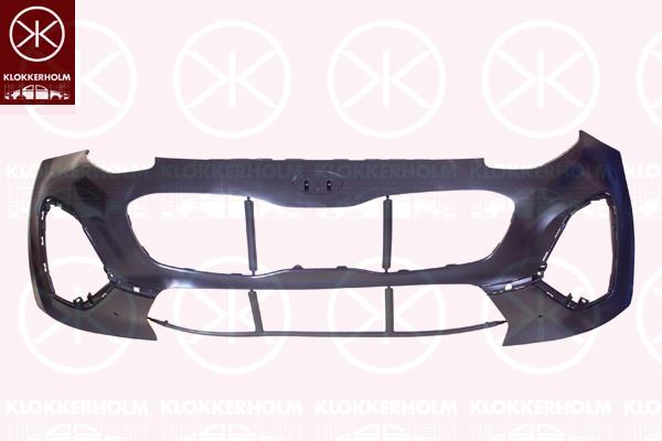 Bumper, Front, Smooth, black, with hole(s) for parking distance control, 86510F1510 (KIA)