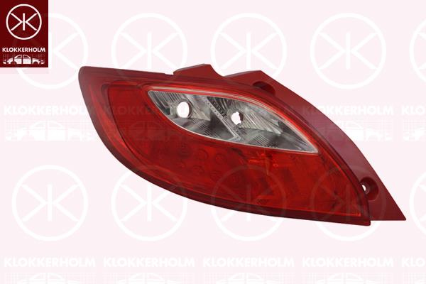 Tail Light Assembly, without bulb holder, Left, D65151160B (MAZDA), D65151160C (MAZDA), D651-51-160C (MAZDA), D651-51-160D (MAZDA), D65151160E (MAZDA), D65151160F (MAZDA), D651-51-160F (MAZDA), D65151160G (MAZDA), D651-51-160G (MAZDA), D65151160H (MAZDA), D651-51-160H (MAZDA), D65151160J (MAZDA), D651-51-160J (MAZDA), D65151160K (MAZDA), D65151160L (MAZDA), D65151160M (MAZDA), D651-51-180C (MAZDA), D65151180D (MAZDA), D65151180E (MAZDA)