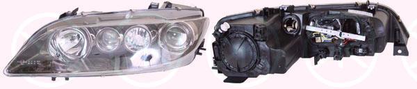 Headlight, H1/H1/H3, with motor for headlamp levelling, Left, Illuminance [lx]: 17.5, Housing Colour: dark grey, GR1A510L0A (MAZDA), GR1A510L0B (MAZDA), GRYA510L0B (MAZDA), GRYA510L0 (MAZDA), GRYA510LB (MAZDA)