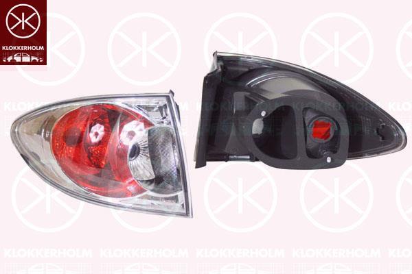 Tail Light Assembly, without bulb holder, Left, Outer section, Housing Colour: chrome, G21B51160B (MAZDA)