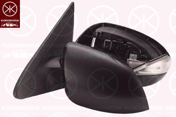 Exterior Mirror, w/primer, with indicator, Electronically foldable, for electric mirror adjustment, Aspherical, Heatable, Left, GS1F69180D85 (MAZDA), GS1F-69-180D-85 (MAZDA)