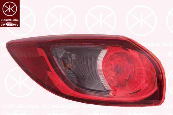 Tail Light Assembly, without bulb holder, Left, Outer section, KD5451160C (MAZDA), KD5451160D (MAZDA), KD5451160E (MAZDA), KD5451160F (MAZDA)