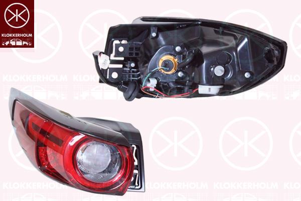 Tail Light Assembly, Left, Outer section, LED, WY21W, with bulb holder, K12351160E (MAZDA), K12351160F (MAZDA), K12351160G (MAZDA), K12351160H (MAZDA)