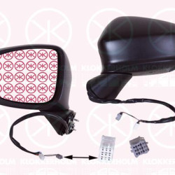 Exterior Mirror, for vehicles with lane keeping assist, Left, for electric mirror adjustment, Electronically foldable, Number of pins: 10, with indicator, Heatable, Aspherical, w/primer, KD5169181H (MAZDA), KD5169181J (MAZDA), KD5169181K (MAZDA), KD5169181L (MAZDA)