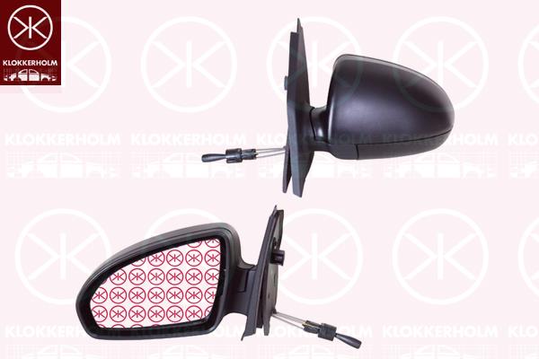 Exterior Mirror, Left, Control: cable pull, black, Convex, 4518100516 (SMART), A4518100116C22A (SMART), A4518100516 (SMART), A4518110107C22A