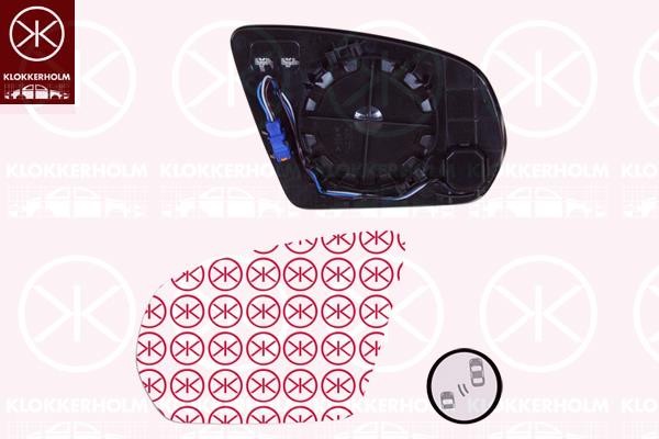 Mirror Glass, exterior mirror, Left, without automatic dimming, Heatable blind spot mirror, Number of pins: 3, 0998100516 (MERCEDES), A0998100516 (MERCEDES)