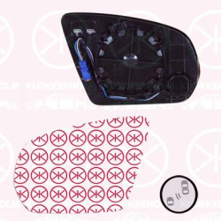 Mirror Glass, exterior mirror, Left, without automatic dimming, Heatable blind spot mirror, Number of pins: 3, 0998100516 (MERCEDES), A0998100516 (MERCEDES)