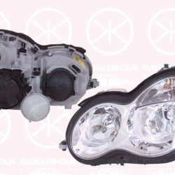 Headlight, H7/H7, with motor for headlamp levelling, AL, Right, Illuminance [lx]: 25, 203 820 1259 (MERCEDES), 203 820 3261 (MERCEDES), A 203 820 1259 (MERCEDES), A 203 820 3261 (MERCEDES), A203 820 1259 (MERCEDES), A203 820 3261 (MERCEDES)