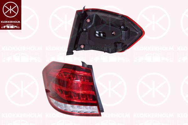 Tail Light Assembly, Left, Outer section, LED, Housing Colour: black, with bulb holder, 2129061703 (MERCEDES), A2129061703 (MERCEDES)