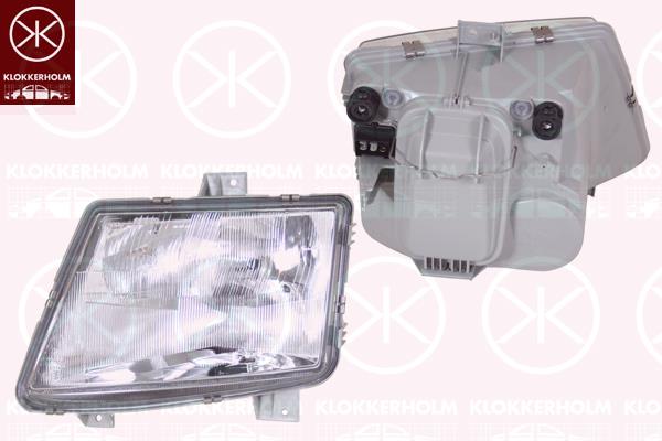 Headlight, H4/H1, for vehicles with headlight levelling (hydraulic), Valeo, Right, Illuminance [lx]: 17.5, 638 820 0161 (MERCEDES), 901 820 0261 (MERCEDES), A 638 820 0161 (MERCEDES), A 901 820 0261 (MERCEDES), A638 820 0161 (MERCEDES), A901 820 0261 (MERCEDES)