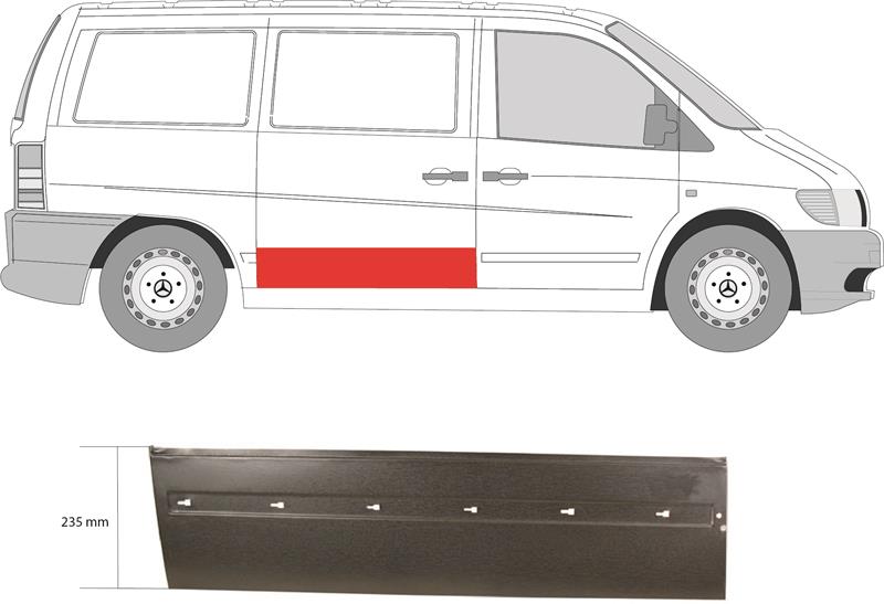 Door, body, Height [cm]: 23.5, lateral installation, Right, Repair Panel, Lower Section, 