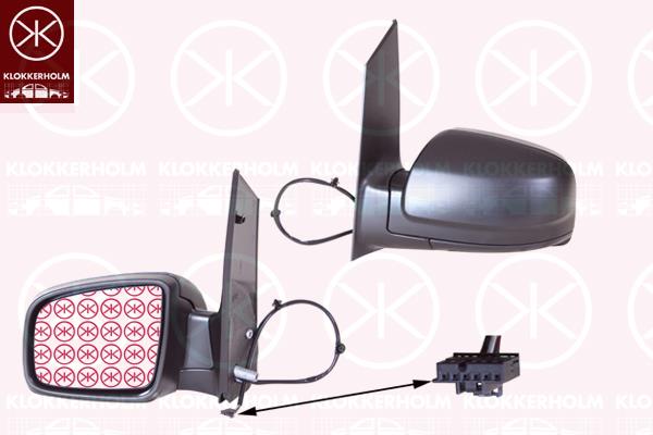 Exterior Mirror, Right, for electric mirror adjustment, Number of pins: 5, Heatable, Aspherical, black, A0028114233 (MERCEDES), 6398100919 (MERCEDES), A6398100919 (MERCEDES), A63981009197C45 (MERCEDES)