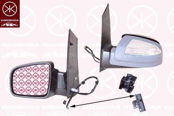 Exterior Mirror, Right, for electric mirror adjustment, Number of pins: 6, with indicator, Heatable, Aspherical, w/primer, A0028114233 (MERCEDES), 6398109016 (MERCEDES), A6398109016 (MERCEDES), A63981090167C45 (MERCEDES)