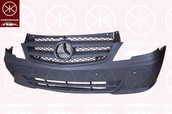 Bumper, with hole(s) for parking assistant system, Front, Grained, A 639 885 1325 9B51 (MERCEDES)