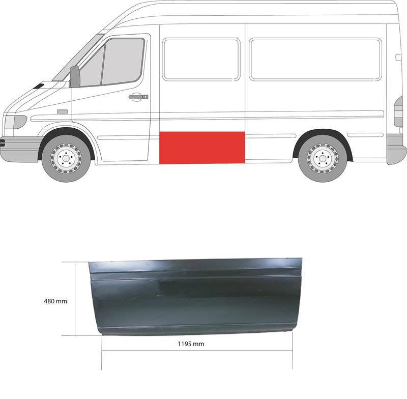 Quarter Panel, Left, Repair Panel, Lateral Panel, Lower Section, Height [cm]: 48, Length [cm]: 118.5, 