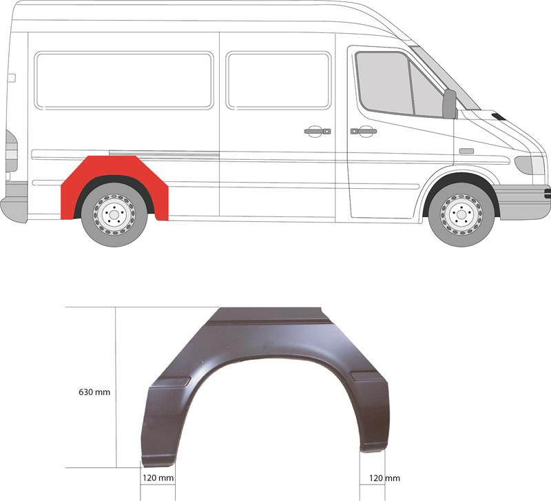 Quarter Panel, with single tyres, Wheel Arch Border, Outer section, Repair Panel, both sides, Length [cm]: 107, 