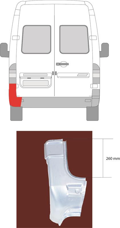 Rear Panel, Corner Panel, Repair Panel, Left Rear, Inner Section, Lower Section, 