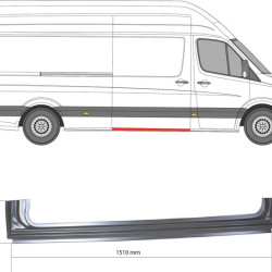 Quarter Panel, for vehicles with sliding door, Right Front, for right-hand traffic, Side Panel, Repair Panel, Lower Section, Thickness [mm]: 1.5, Axle Distance [mm]: 3665, Axle Distance [mm]: 4325, 9066374509 (MERCEDES), A9066374509 (MERCEDES)