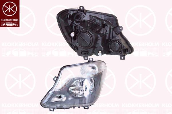 Headlight, with dynamic bending light, H7/H7, with motor for headlamp levelling, Hella, Right, 906 820 2461 (MERCEDES), 906 820 5700 (MERCEDES), A906 820 2461 (MERCEDES), A906 820 5700 (MERCEDES)