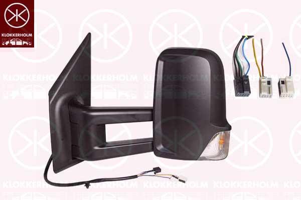 Exterior Mirror, Left, Mid-sized mirror arm, for vehicles with blind spot assistant, for electric mirror adjustment, Number of pins: 9, with indicator, Heatable, Convex, T15 16W, A0008111022 (MERCEDES), A9105420100 (MERCEDES), A0008130436 (MERCEDES), A9108114800 (MERCEDES), 9108108102 (MERCEDES), A9108108102 (MERCEDES)