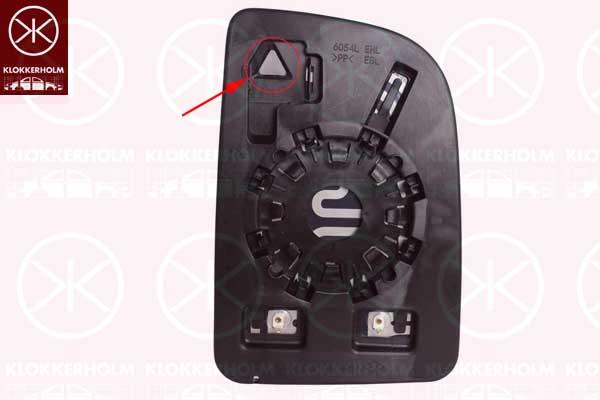 Mirror Glass, exterior mirror, Vehicle Equipment: for vehicles without blind spot assistant, Left, Short mirror arm, Heatable, Convex, A9108112900 (MERCEDES), 9108112900 (MERCEDES)