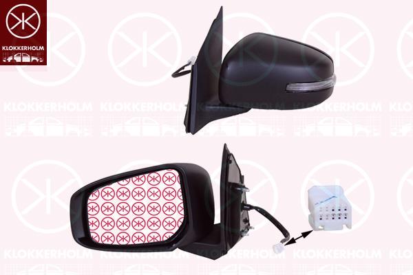 Mitsubishi Space Star Veidrodis, Right, for electric mirror adjustment, with indicator (LED), Heatable, Number of pins: 7, w/primer, Convex, 7632B789XA (MITSUBIS), 7632B811 (MITSUBIS)