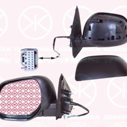 Exterior Mirror, Left, for electric mirror adjustment, Heatable, Number of pins: 5, w/primer, Convex, 7632B441 (MITSUBIS)