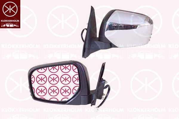 Mitsubishi L200 Veidrodis, Left, for electric mirror adjustment, Number of pins: 5, chrome, Convex, MN136767 (MITSUBIS)