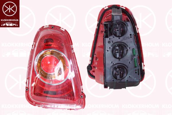 Tail Light Assembly, Left, Indicator Colour: yellow, with bulb holder, OLSA, 63 21 7 255 909 (BMW), 63217255909 (BMW)