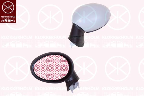 Exterior Mirror, Left, for electric mirror adjustment, Number of pins: 5, Heatable, w/primer, 51 16 2 753 663 (BMW), 51162754913 (BMW), 51162755625 (BMW), 51162755635 (BMW)