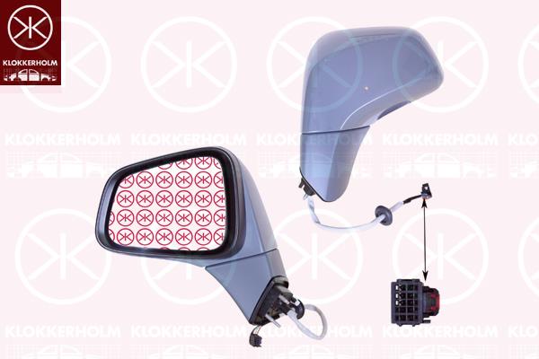 Exterior Mirror, Left, for electric mirror adjustment, Electronically foldable, Number of pins: 7, Complete Mirror, w/primer, Heatable, Aspherical, 42464329 (OPEL), 42464329 (CHEVROLE)