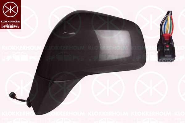 Exterior Mirror, Left, for electric mirror adjustment, Number of pins: 5, Complete Mirror, Partial primed, Heatable, Aspherical, 42464285 (OPEL), 42464285 (CHEVROLE)