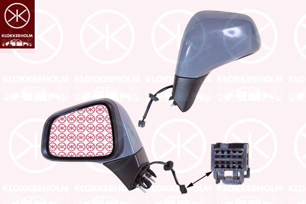 Exterior Mirror, Left, for electric mirror adjustment, Number of pins: 5, Heatable, Partial primed, Aspherical, 14 26 684 (OPEL), 95143533 (OPEL)