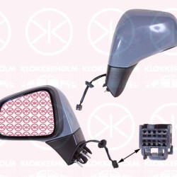 Exterior Mirror, Left, for electric mirror adjustment, Number of pins: 5, Heatable, Partial primed, Aspherical, 14 26 684 (OPEL), 95143533 (OPEL)