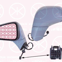 Exterior Mirror, Left, for electric mirror adjustment, Electronically foldable, Number of pins: 7, Heatable, w/primer, Aspherical, 14 26 688 (OPEL), 95143625 (OPEL)