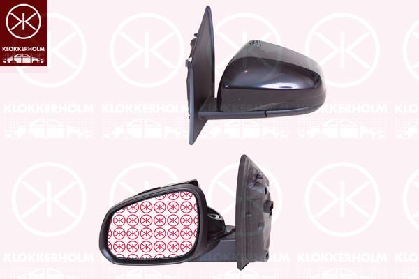 Exterior Mirror, Left, for electric mirror adjustment, w/primer, Heatable, Number of pins: 5, Convex, 1426748 (OPEL), 1428694 (OPEL), 42518481 (OPEL), 42518481 (CHEVROLE), 95410515 (OPEL), 95410515 (CHEVROLE), 95410519 (OPEL)