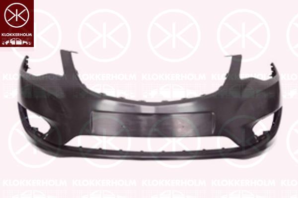 Bumper, Front, with hole(s) for fog lights, black, Smooth, 14 01 184 (OPEL), 42418315 (OPEL), 94514484 (OPEL)