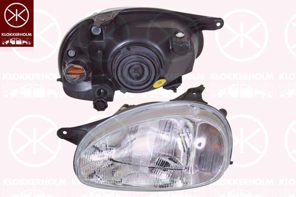 Headlight, H4, for vehicles without headlight levelling, Valeo, Left, Illuminance [lx]: 20, 12 16 488 (OPEL), 90444786 (OPEL)