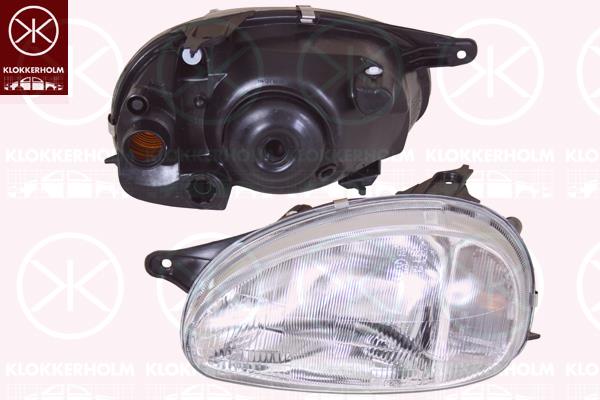 Headlight, H4, for vehicles with headlight levelling, T.Y.C, Left, Illuminance [lx]: 12.5, 12 16 486 (OPEL), 90444784 (OPEL)