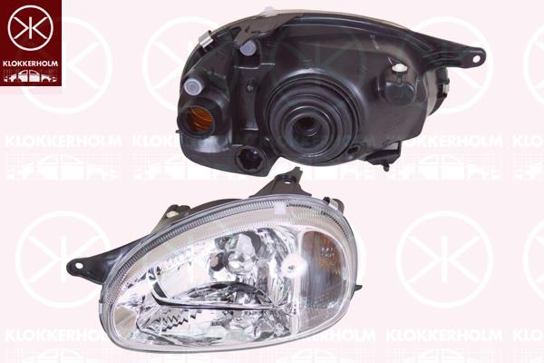 Headlight, H4, for vehicles with headlight levelling, Depo, Crystal clear, Left, Illuminance [lx]: 12.5, 90444784 (OPEL)