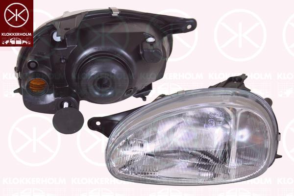 Headlight, H4, for vehicles without headlight levelling, T.Y.C, Right, Illuminance [lx]: 12.5, 12 16 489 (OPEL), 90444787 (OPEL)