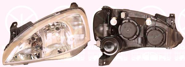 Headlight, H7/H7, with motor for headlamp levelling, Left, Illuminance [lx]: 20, 09196231 (OPEL), 12 16 000 (OPEL)