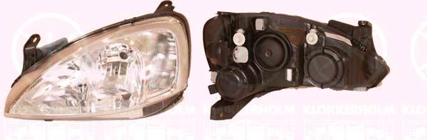 Headlight, H7/H7, without motor for headlamp levelling, Valeo type, Left, Illuminance [lx]: 17.5, 09196231 (OPEL), 12 16 000 (OPEL)