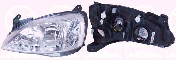 Headlight, H7/H7, with motor for headlamp levelling, Left, 12 16 142 (OPEL), 93173253 (OPEL)