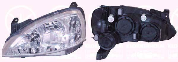 Headlight, Left, Illuminance [lx]: 17.5, H7/H1, without motor for headlamp levelling, Valeo-type, 12 16 161 (OPEL), 13195923 (OPEL), 93185145 (OPEL)